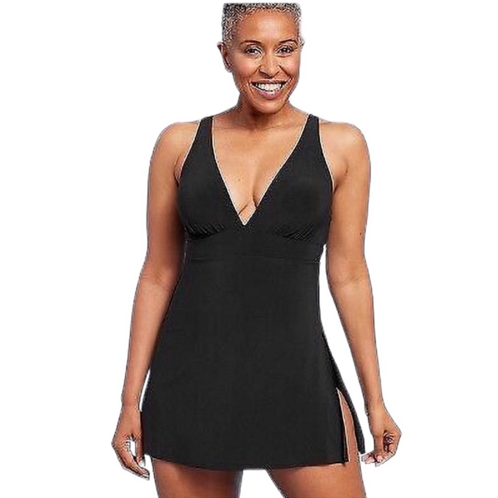 Aqua Green Plus Size Swim dress W/Built in wireless Bra, 26W